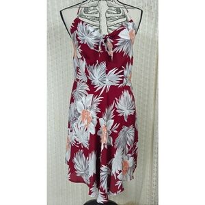 Reformation Hawaiian Print Backless Burgundy Dress Size Large